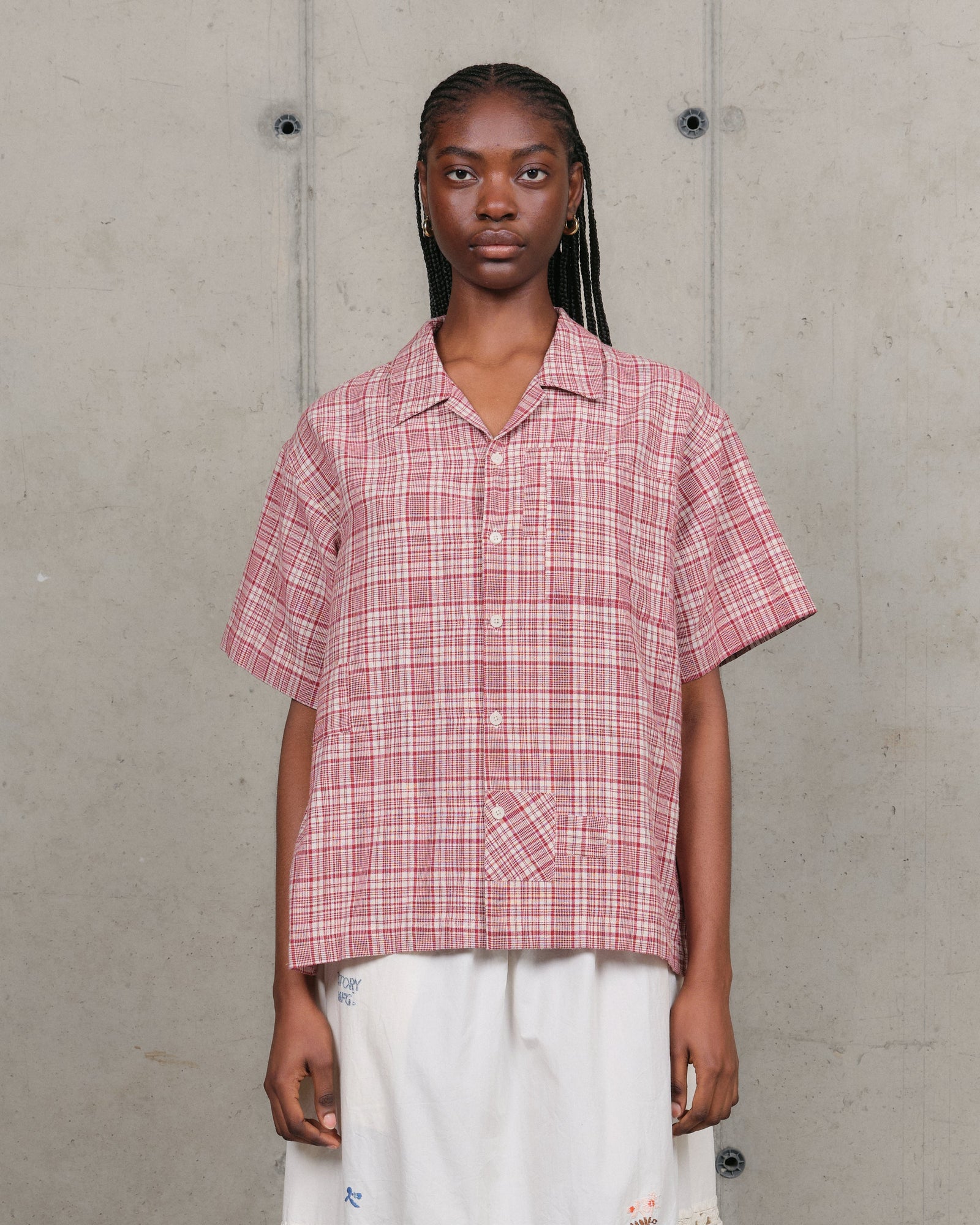 Greetings Shirt Ss Red Check Picnic