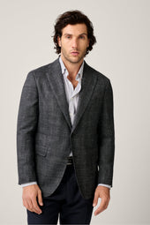 Apollo Unstructured Blazer- Wool/Silk/Linen - Charcoal Melange