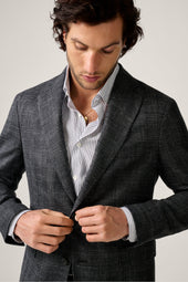 Apollo Unstructured Blazer- Wool/Silk/Linen - Charcoal Melange