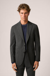 Travel Suit Blazer - Crease-Free Wool - Charcoal Grey