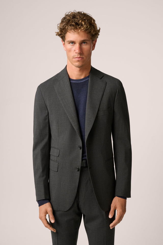 Travel Suit Blazer - Crease-Free Wool - Charcoal Grey