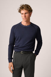 Alcott Raglan Crew Sweater Wool Vintage Wash Blue