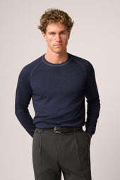 Alcott Raglan Crew Sweater Wool Vintage Wash Blue