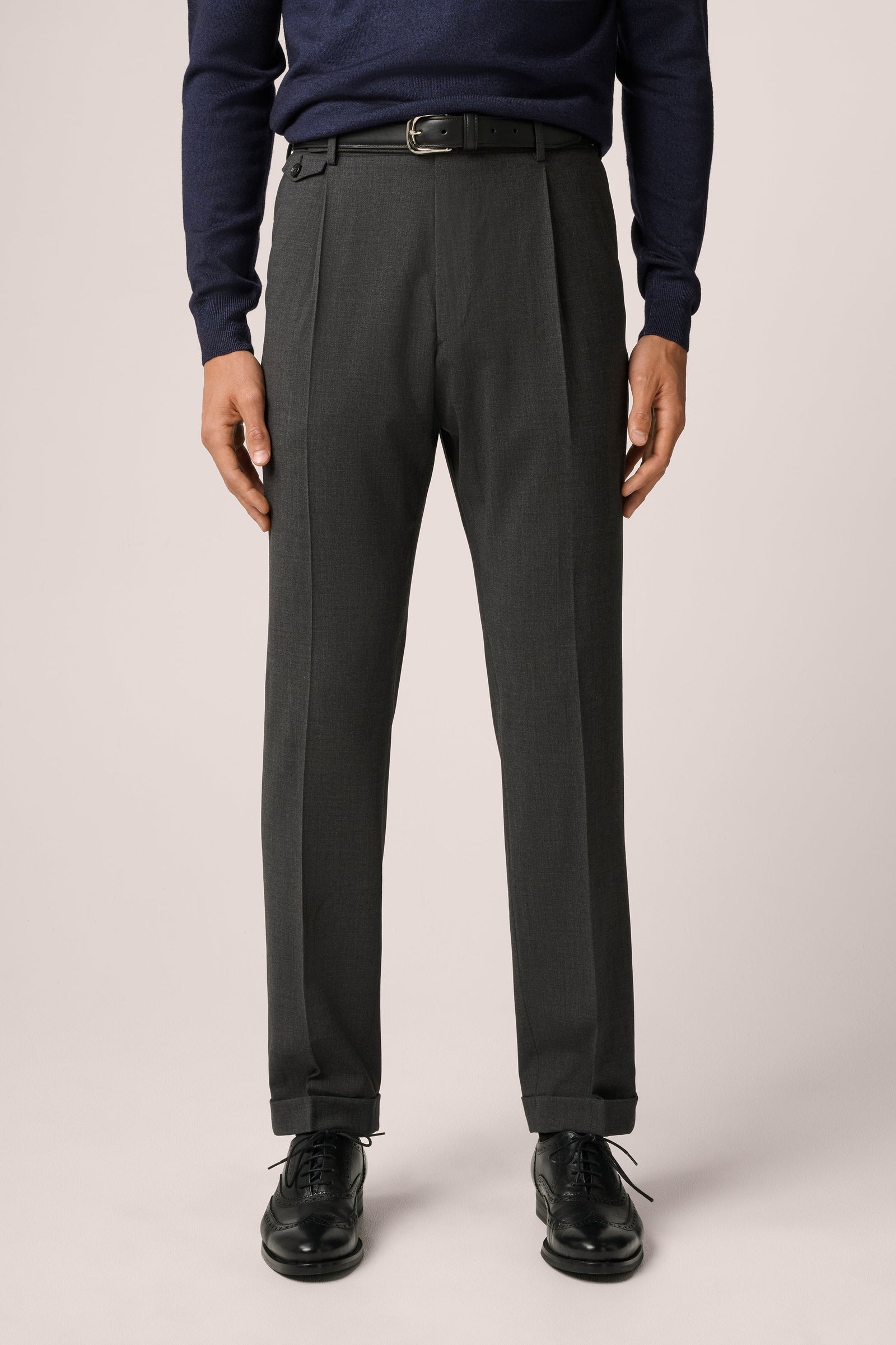 Travel Suit Trousers Crease Free Wool Grey