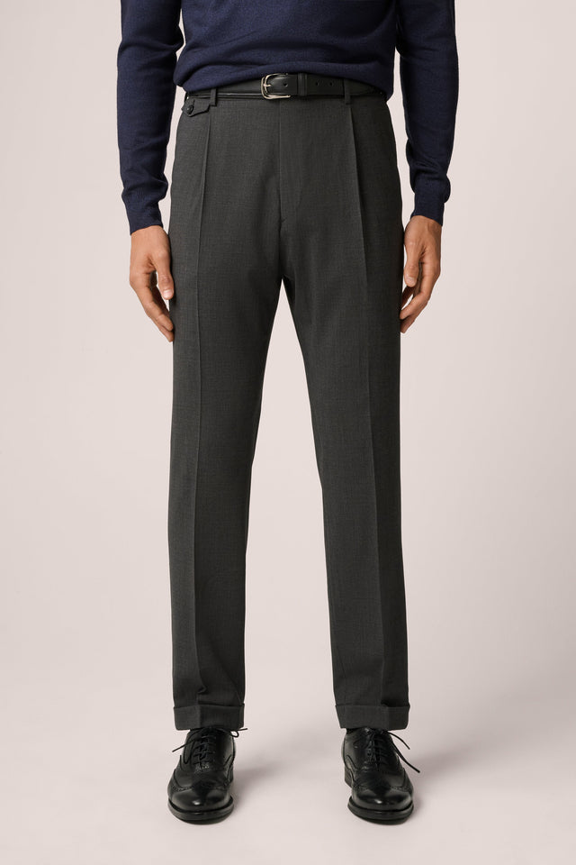 Travel Suit Trousers - Crease-Free Wool - Charcoal Grey