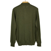 Knit Long Sleeve Polo In Deep Green Merino Wool