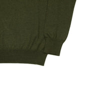Knit Long Sleeve Polo In Deep Green Merino Wool