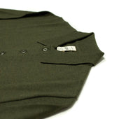 Knit Long Sleeve Polo In Deep Green Merino Wool