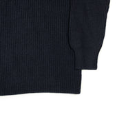 Chunky Ribbed Crewneck Sweater In Blue Merino Wool