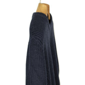 Chunky Ribbed Crewneck Sweater In Blue Merino Wool