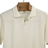 Bubble Knit Short Sleeve Polo Shirt In Cotton