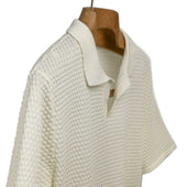 Bubble Knit Short Sleeve Polo Shirt In Cotton