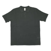 Bubble Knit Short Sleeve Polo Shirt In Grey Cotton