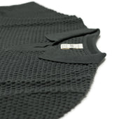 Bubble Knit Short Sleeve Polo Shirt In Grey Cotton