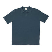 Bubble Knit Short Sleeve Polo Shirt In Storm Blue Cotton