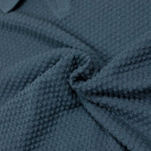 Bubble Knit Short Sleeve Polo Shirt In Storm Blue Cotton