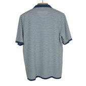 Knit Short Sleeve Polo In And White Striped Cotton