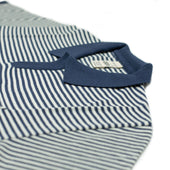 Knit Short Sleeve Polo In And White Striped Cotton