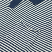 Knit Short Sleeve Polo In And White Striped Cotton