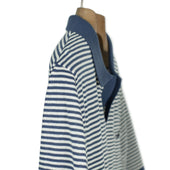 Knit Short Sleeve Polo In And White Striped Cotton
