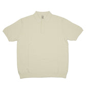 Knit Short Sleeve Polo In Mini Diamond Pattern Cotton