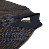 Knit Short Sleeve Polo In And Blue Retro Diamond Cotton