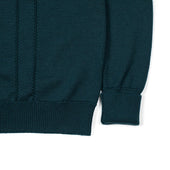 Raglan Sleeve Quarter Zip In Jungle Green Merino Wool