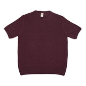 Exclusive Short Sleeve Crewneck Tee In Bordeaux Linen
