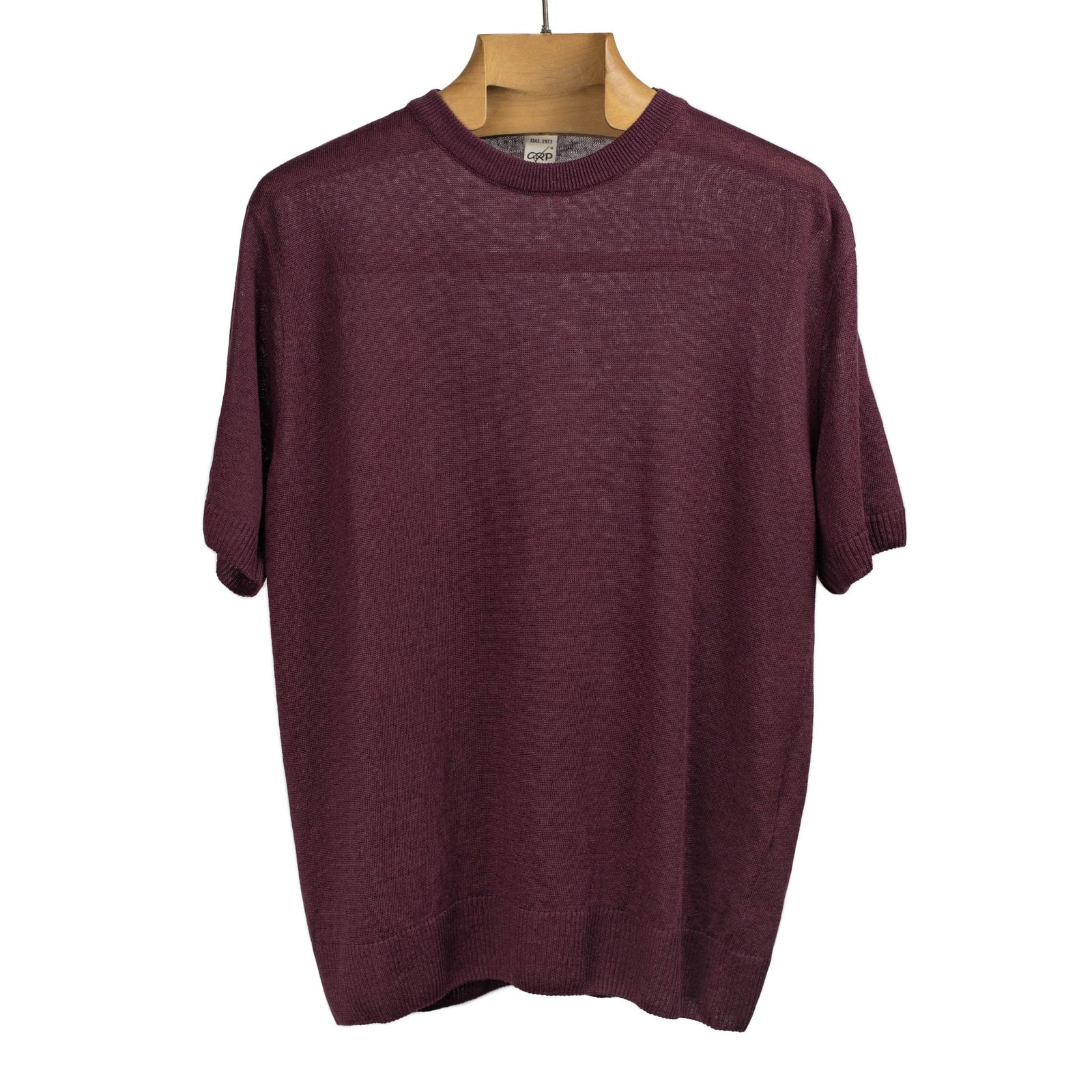 Exclusive Short Sleeve Crewneck Tee In Bordeaux Linen