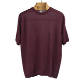 Exclusive short sleeve crewneck tee in bordeaux linen