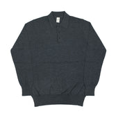Knit Long Sleeve Polo In Grey Merino Wool