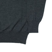 Knit Long Sleeve Polo In Grey Merino Wool