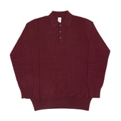 Knit Long Sleeve Polo In Red Merino Wool