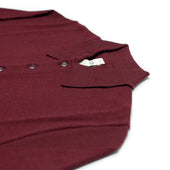 Knit Long Sleeve Polo In Red Merino Wool