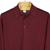 Knit Long Sleeve Polo In Red Merino Wool