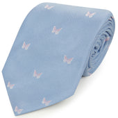 Blue Butterfly Woven Silk Tie