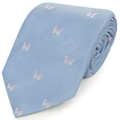 Blue Butterfly Woven Silk Tie