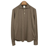 Long Sleeve Polo Shirt In Double Face Cotton Cashmere