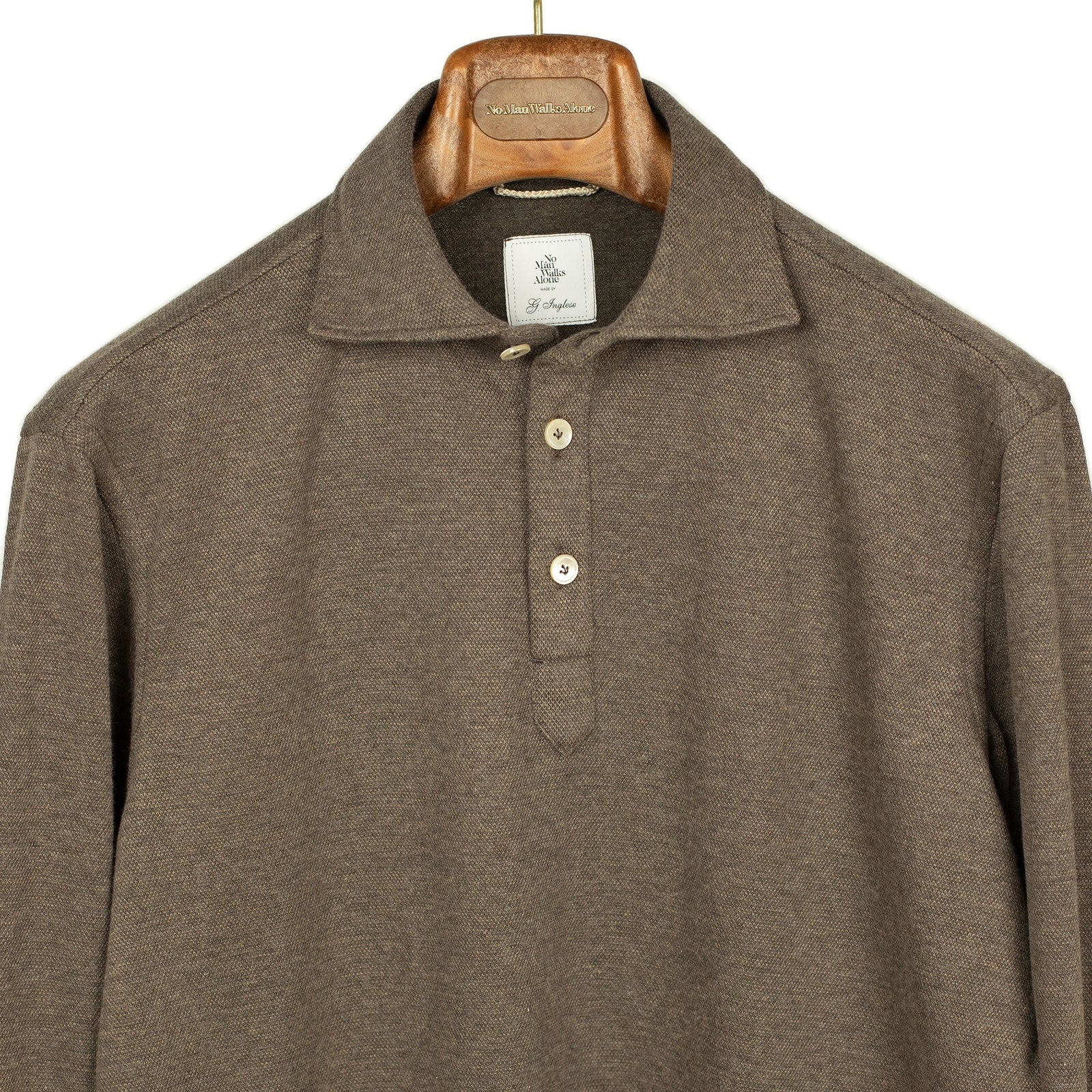 Long Sleeve Polo Shirt In Double Face Cotton Cashmere