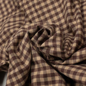 Buttoned Collar Shirt In Tonal And Beige Gingham Cotton Flannel