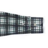 Buttoned Collar Shirt In Grey Green And White Cotton Flannel