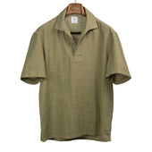 Exclusive Skipper Polo In Green Dyed Textured Cotton