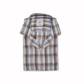 Camp Collar Short Sleeve Shirt White And Yellow Madras Check Linen