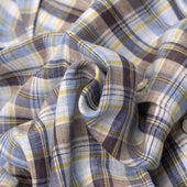 Camp Collar Short Sleeve Shirt White And Yellow Madras Check Linen