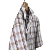 Camp Collar Short Sleeve Shirt White And Yellow Madras Check Linen
