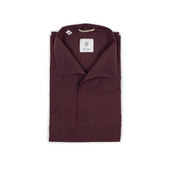 Exclusive Short Sleeve Skipper Polo Self Striped Cotton Linen