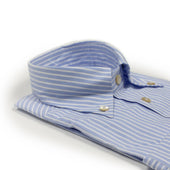 Reverse Stripe Oxford Cotton Shirt Beige Mop Buttons