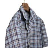 Camp Collar Short Sleeve Shirt In Maroon Teal And Blue Madras Check Linen
