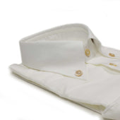 Buttoned Collar Shirt In Cotton Linen