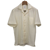 Camp Collar Short Shirt Sleeve Shirt Textured Open Weave Cotton